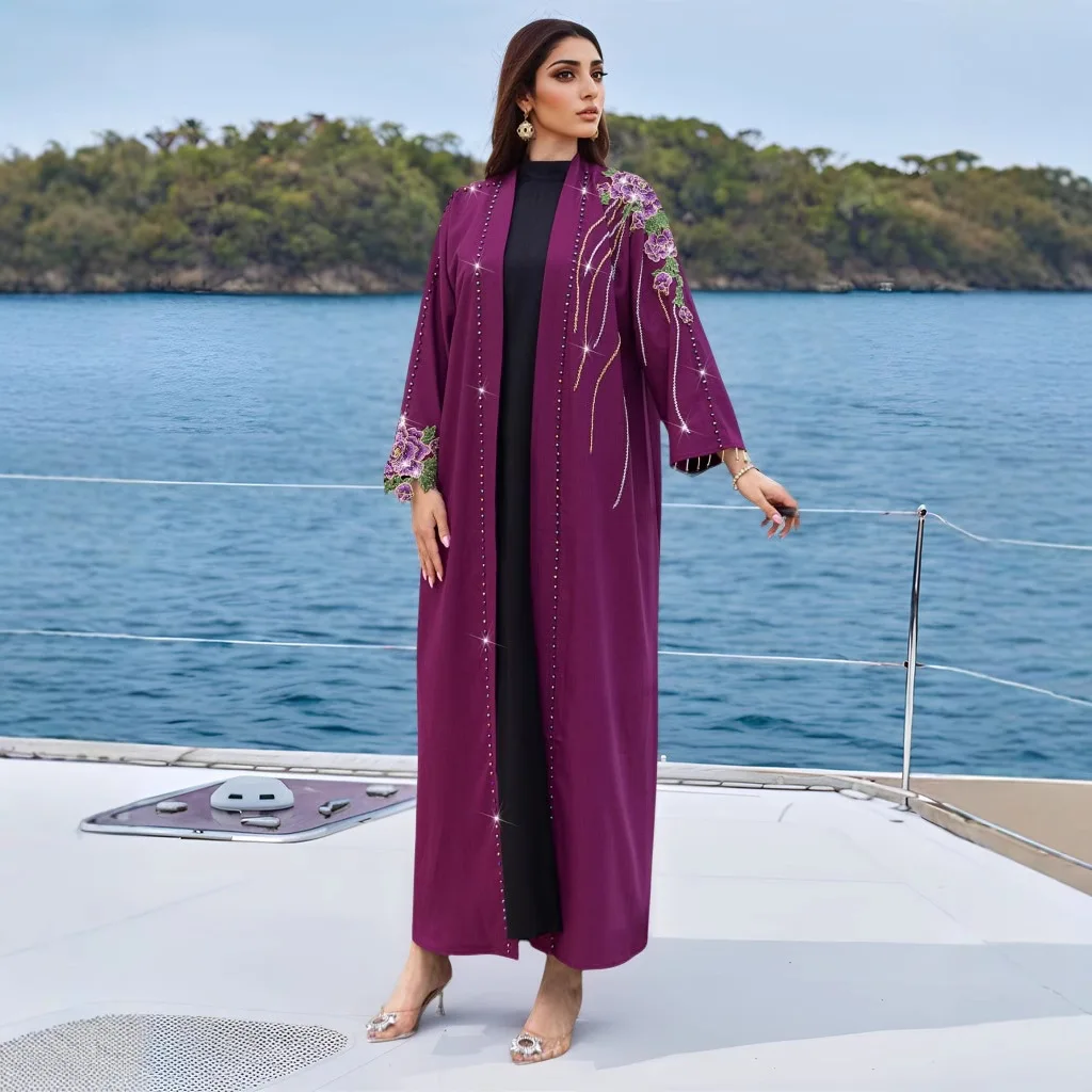 Embroidery Kebaya - Bestickte Offene Abaya Dubai Kimono Damen